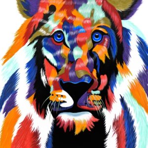 Multi-coloured Lion Painting #14