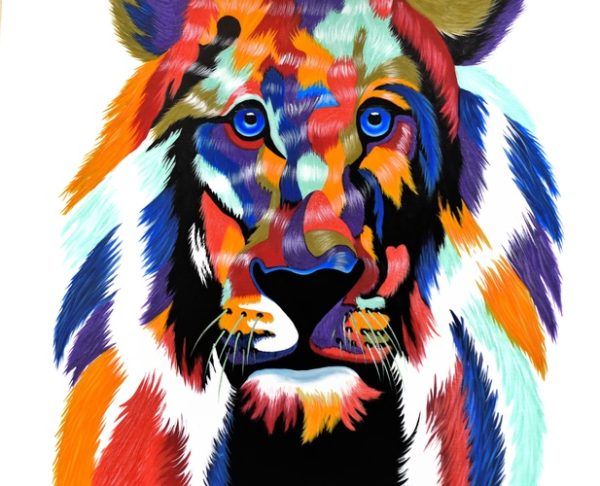 Multi-coloured Lion Painting #14