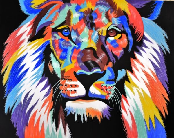 Multi-coloured lion painting #13