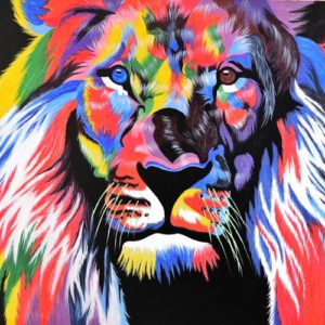 Multi-coloured Lion Painting #15