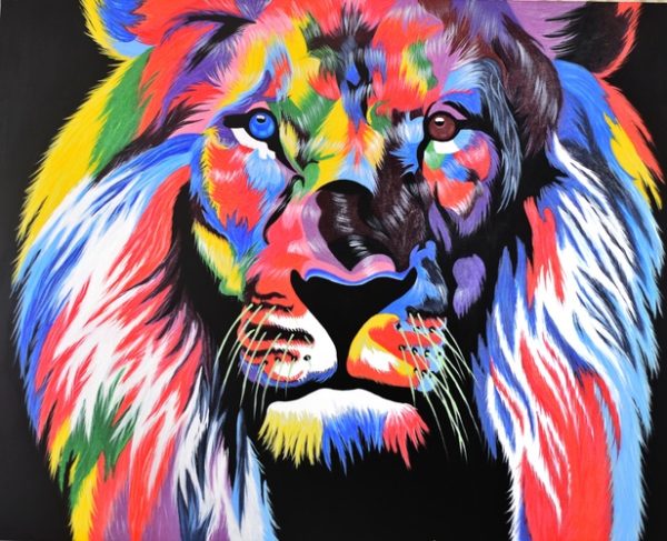 Multi-coloured Lion Painting #15