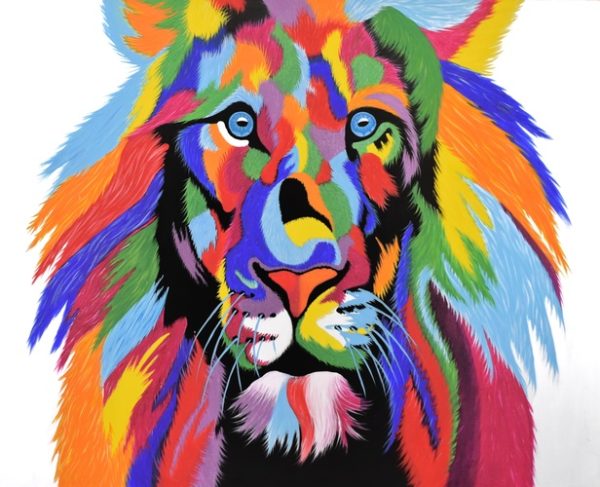 Multi-coloured lion painting #16